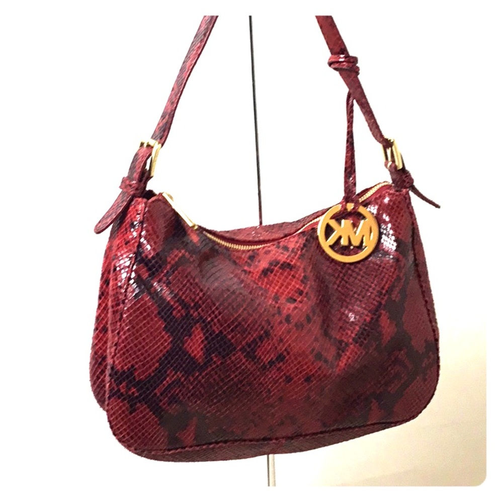 Michael Kors  red and black snake skin look bag